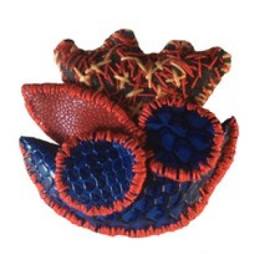 Blue and red Abstract Flower brooch
