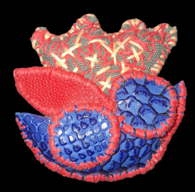 Blue and red Abstract Flower brooch