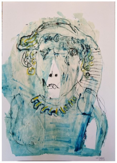 Study Woman in a blue dress