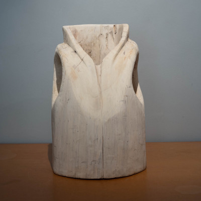 Wooden waistcoat sculpture medium