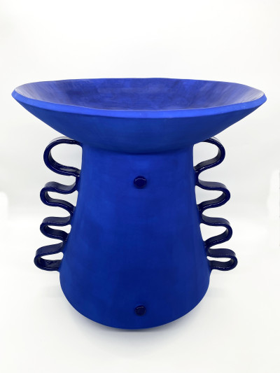 Large blue vase