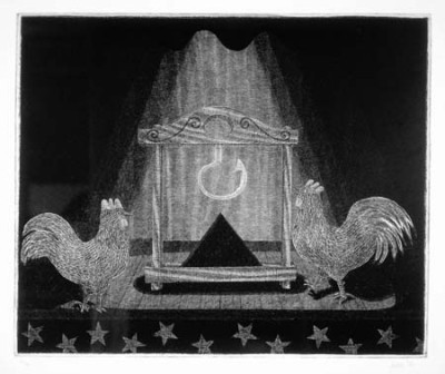 From Masque series: Two Crafty  Cocks