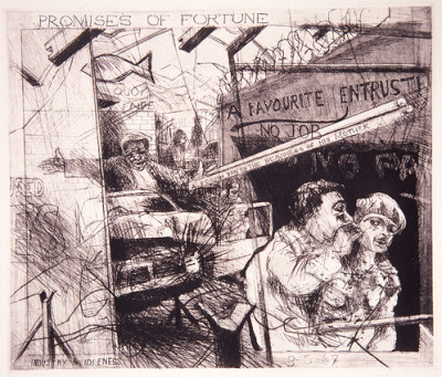 Promises of Fortune, from the portfolio: Hogarth in Johannesburg, series: Industry and Idleness