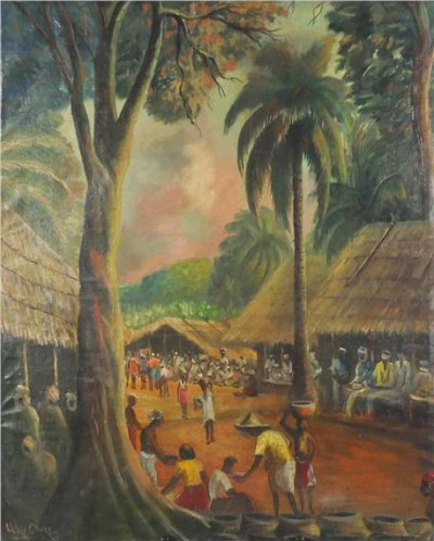 Manner of Okeke Uche Okeke - Village scene