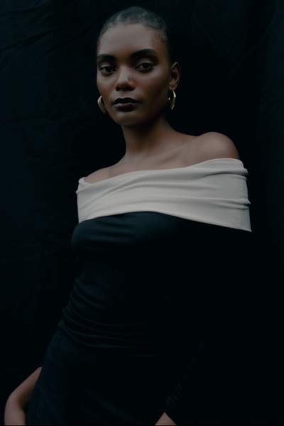 Black and White off the shoulder top