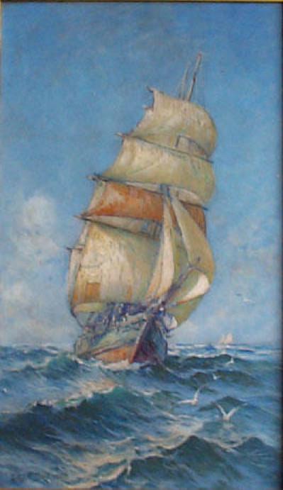 Full Mast Ship at Sea