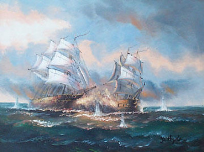Untitled, two ships at sea